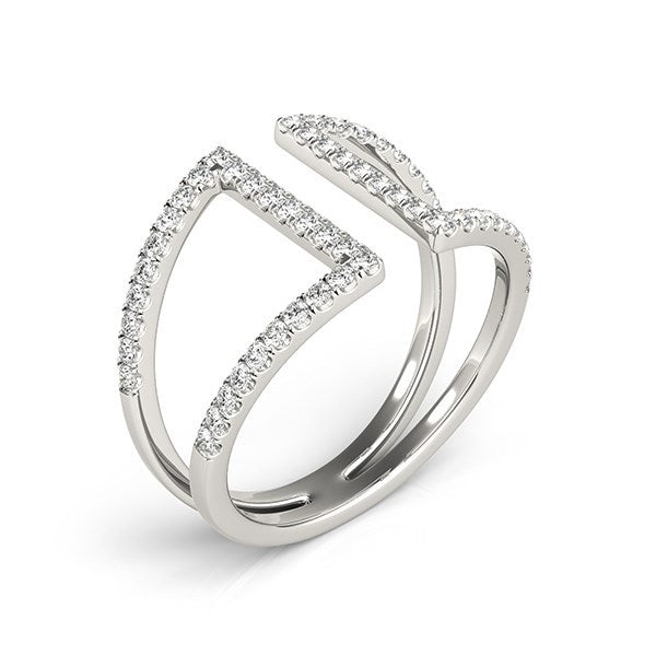 14k White Gold Open Style Dual Band Ring with Diamonds (1/2 cttw) by Bids.com