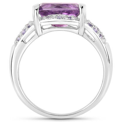 3.08 Carat Genuine Amethyst and Tanzanite .925 Sterling Silver Ring by Bids.com