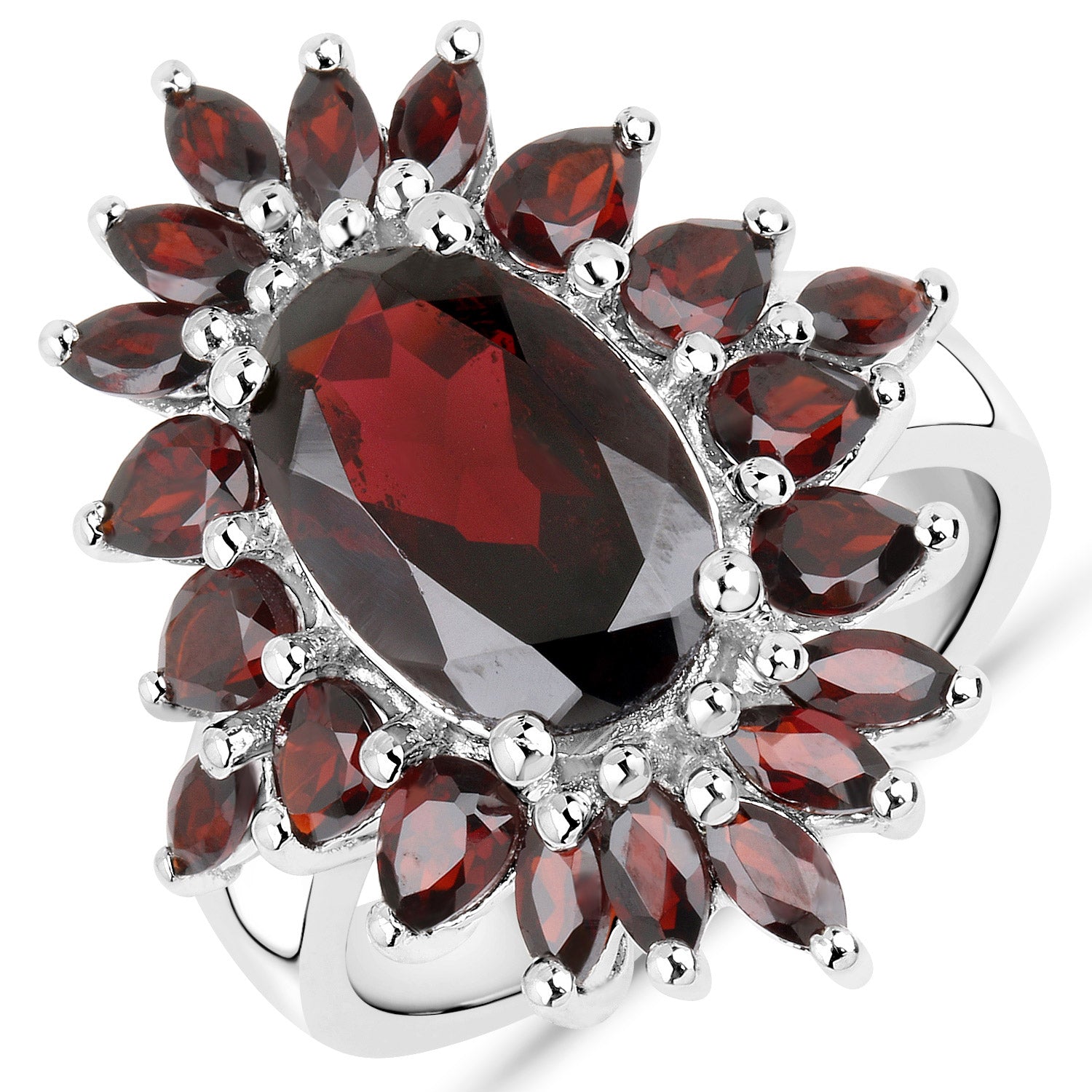 20.24 Carat Genuine Garnet .925 Sterling Silver 3 Piece Jewelry Set (Ring, Earrings, and Pendant w/ Chain) by Bids.com