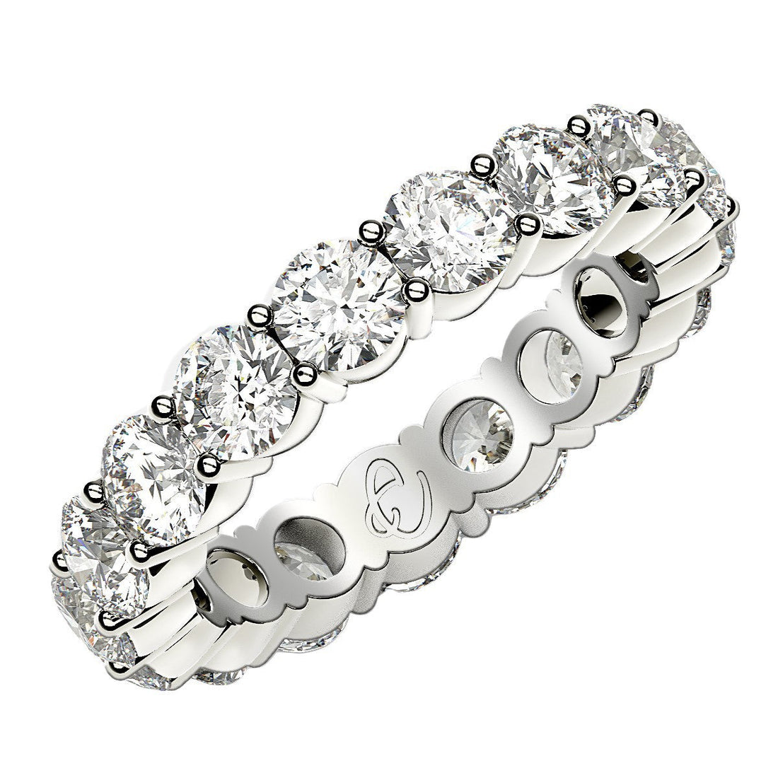 Round Cut Lab Grown Diamond Eternity Ring in 14k White Gold (3 cttw FG/VS2) by Bids.com