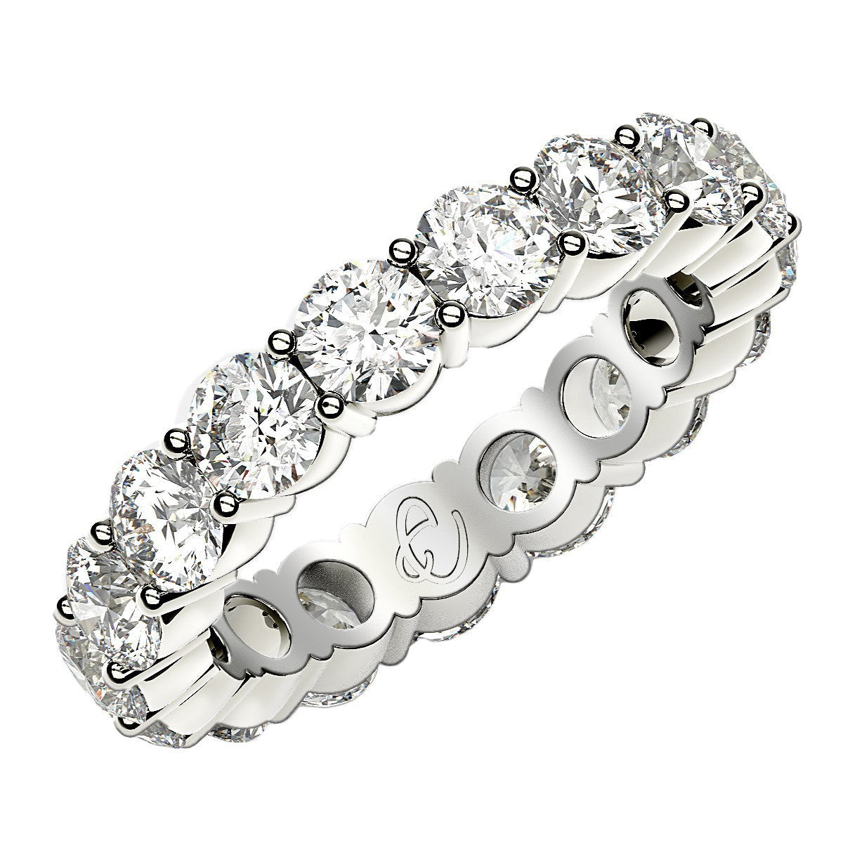 Round Cut Lab Grown Diamond Eternity Ring in 14k White Gold (3 cttw FG/VS2) by Bids.com
