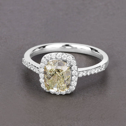 IGI Certified 2.05 Carat Genuine Light Yellow Diamond Center and 0.29cttw White Diamond 18K White Gold Ring (2.34cttw) by Bids.com