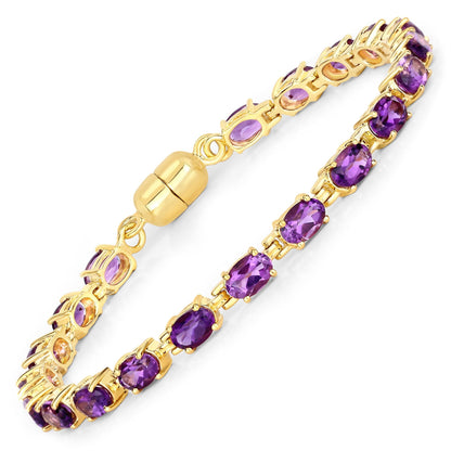 8.40 Carat Genuine Amethyst .925 Sterling Silver Bracelet  DestGlow