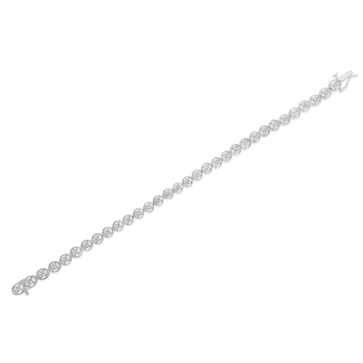 14K Rose Gold Over .925 Sterling Silver 1/4 Cttw Diamond 7" Open Circle Wheel Link Tennis Bracelet (I-J Color, I2-I3 Clarity) by Bids.com