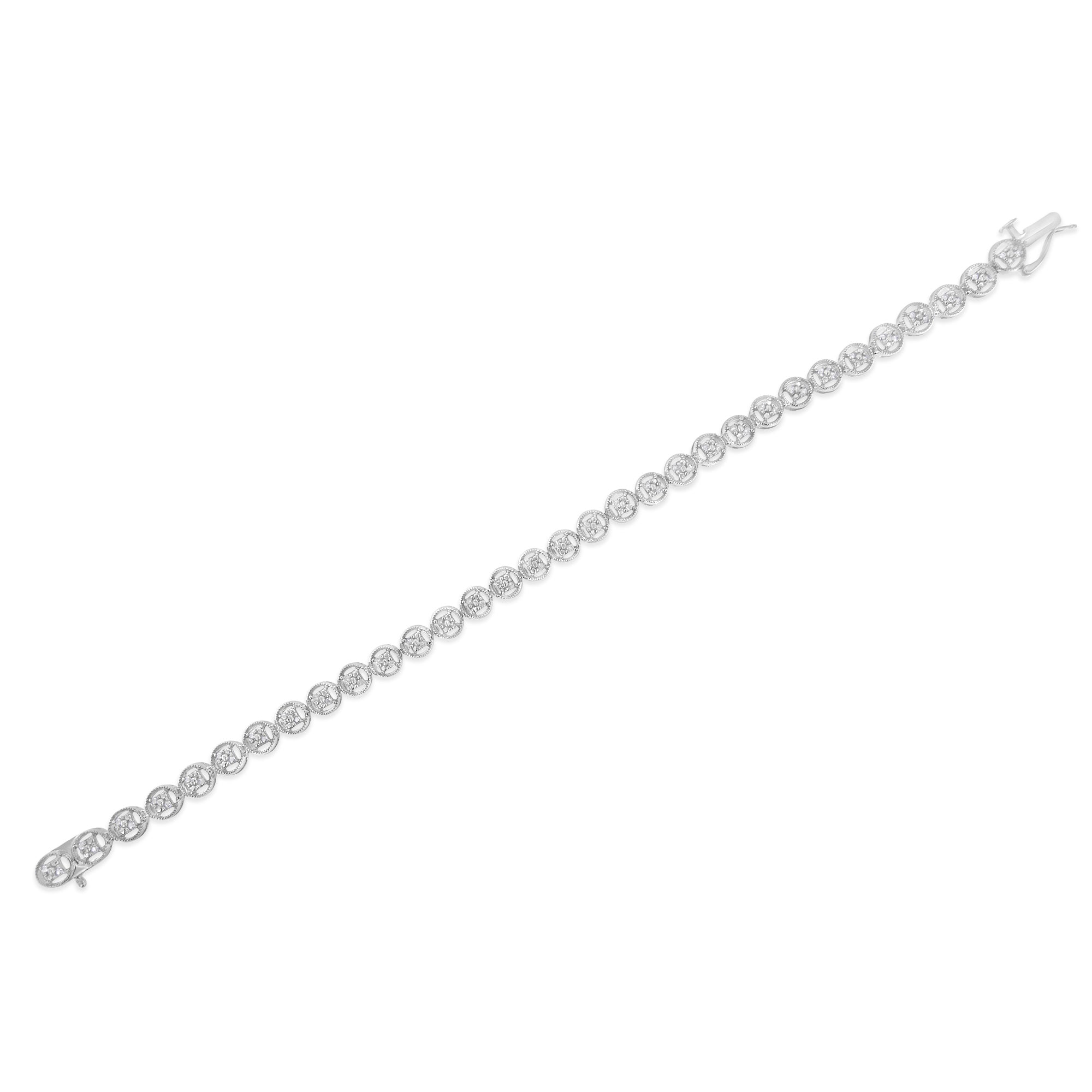 14K Rose Gold Over .925 Sterling Silver 1/4 Cttw Diamond 7" Open Circle Wheel Link Tennis Bracelet (I-J Color, I2-I3 Clarity) by Bids.com