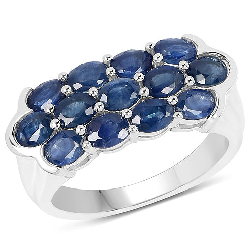 2.60 Carat Genuine Blue Sapphire .925 Sterling Silver Ring by Bids.com