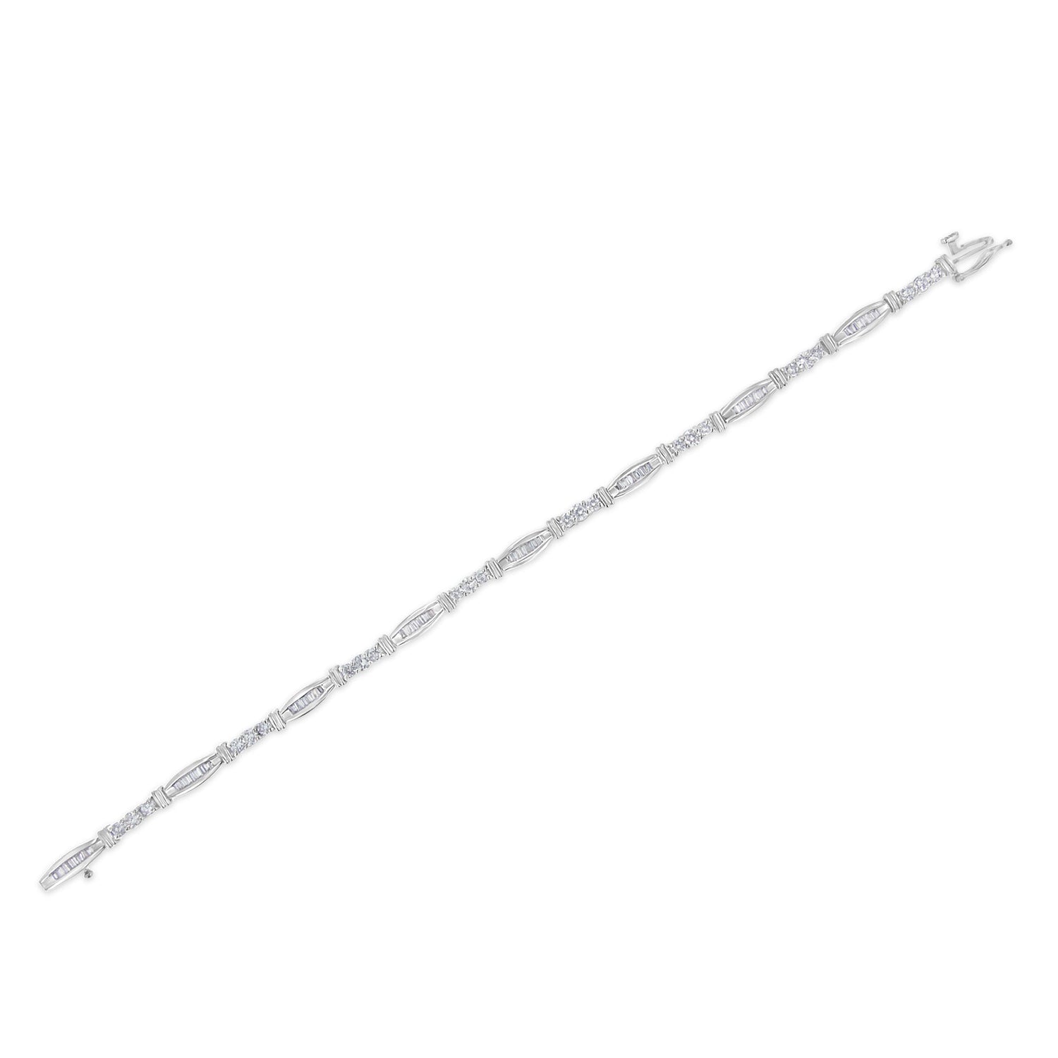 10K White Gold Geometric Pattern Diamond Tennis Bracelet (3 cttw, H-I Color, SI2-I1 Clarity) by Bids.com
