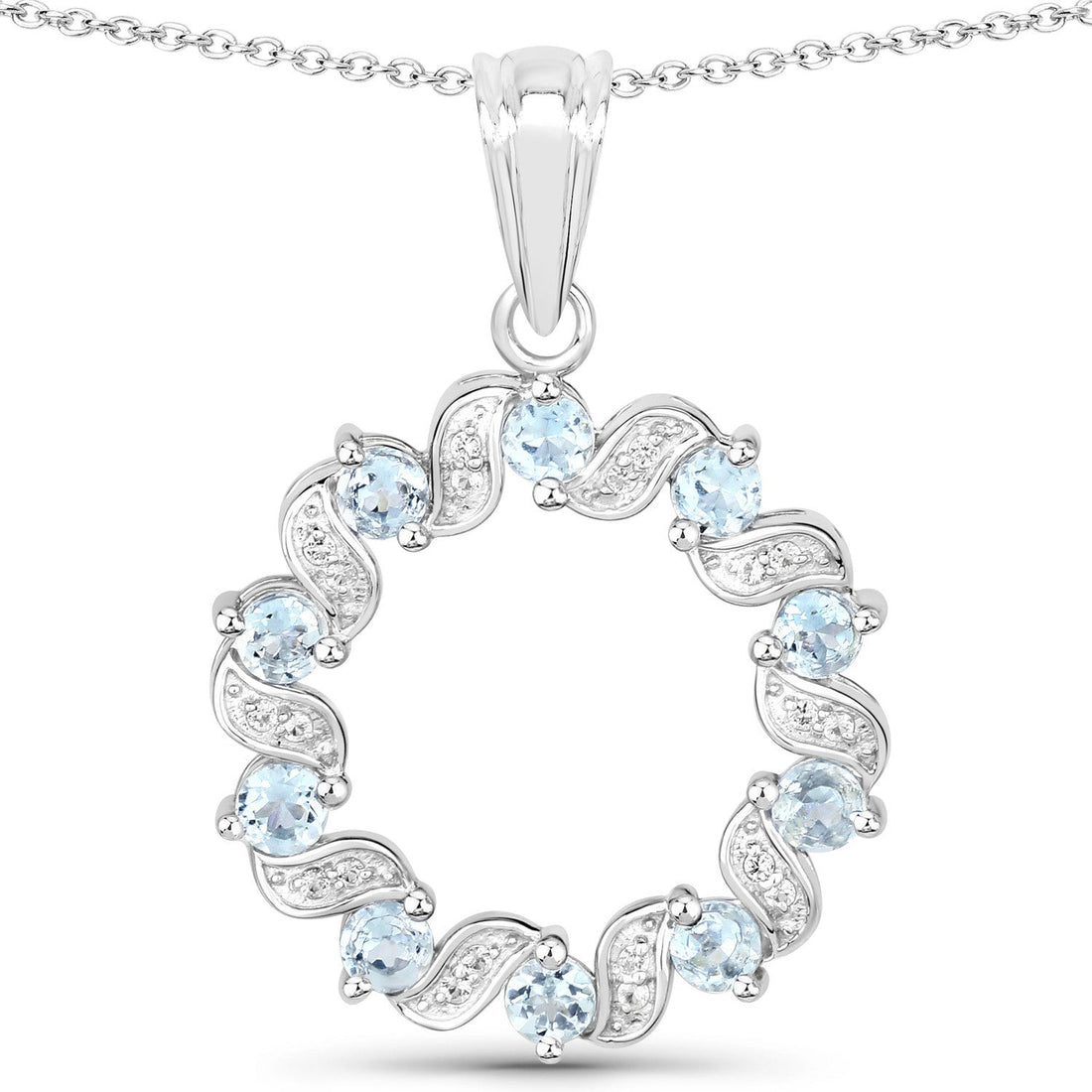 1.10 Carat Genuine Aquamarine and White Topaz .925 Sterling Silver Pendant by Bids.com