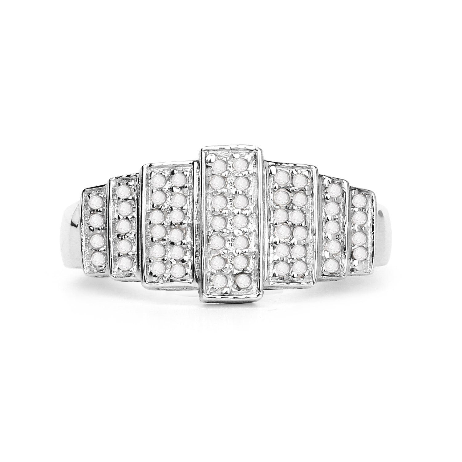 14K White Gold Plated 0.26 Carat Genuine White Diamond .925 Sterling Silver Ring by Bids.com