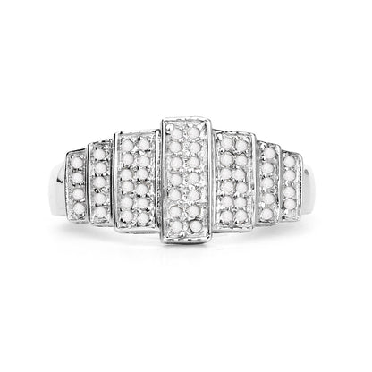 14K White Gold Plated 0.26 Carat Genuine White Diamond .925 Sterling Silver Ring by Bids.com
