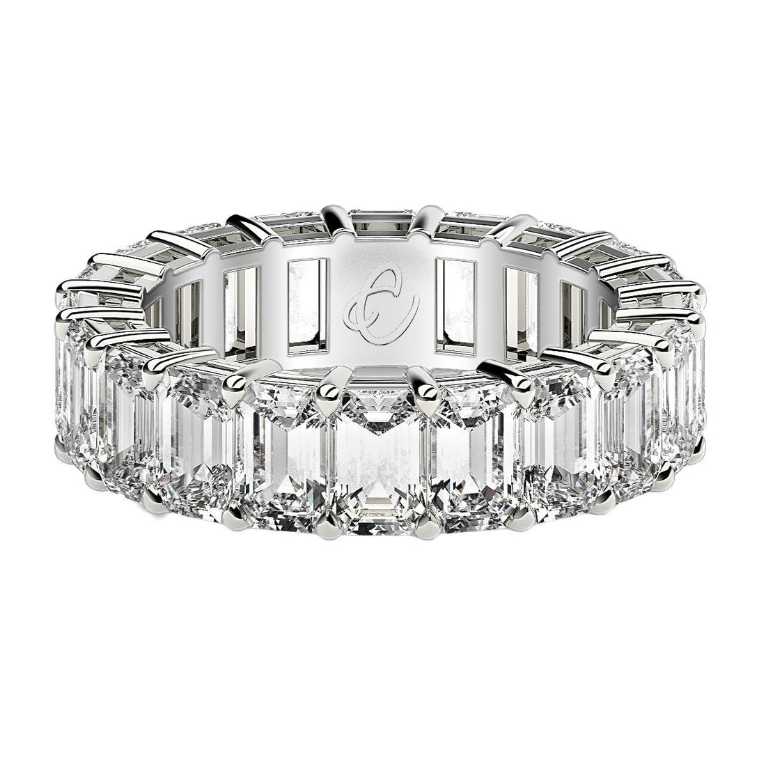Emerald Cut Lab Grown Diamond Eternity Ring in 14k White Gold (7 cttw FG/VS2)  DestGlow