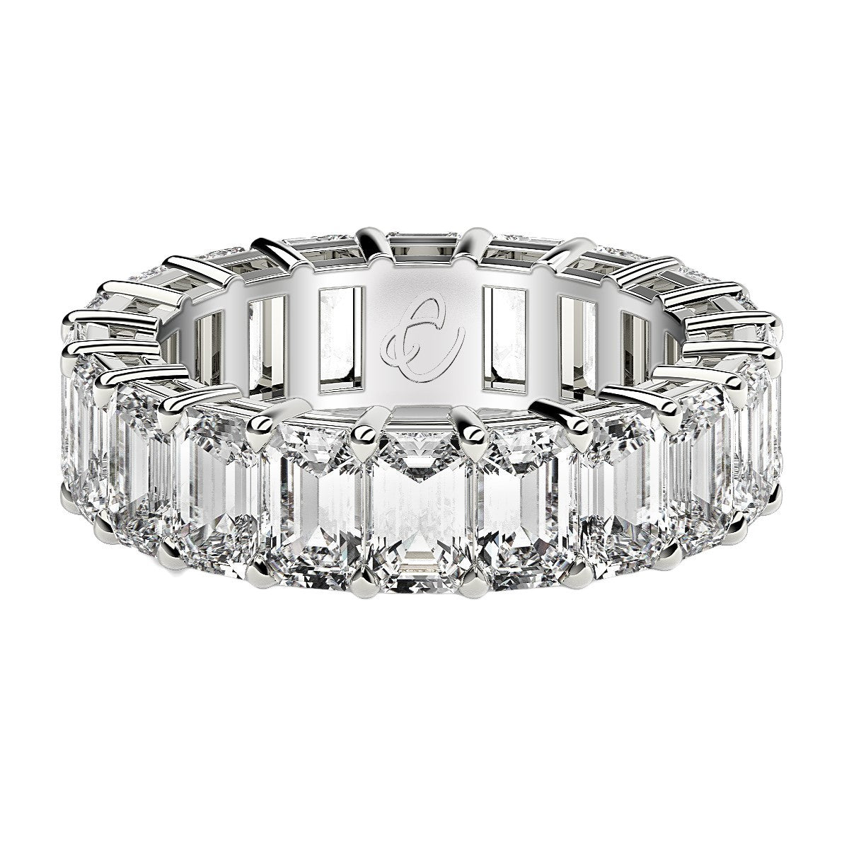 Emerald Cut Lab Grown Diamond Eternity Ring in 14k White Gold (7 cttw FG/VS2)  DestGlow