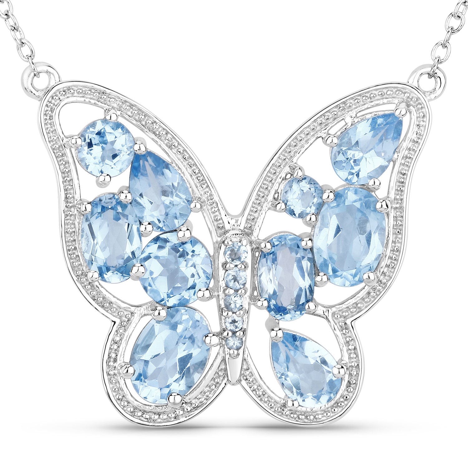 5.54 Carat Genuine Swiss Blue Topaz .925 Sterling Silver Necklace by Bids.com