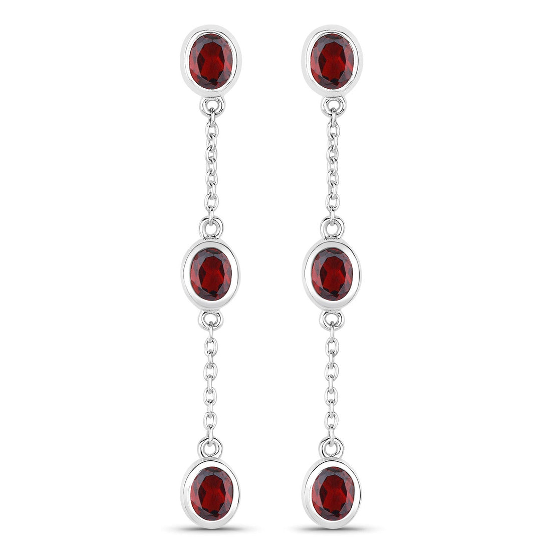 2.70 Carat Genuine Garnet .925 Sterling Silver Earrings by Bids.com