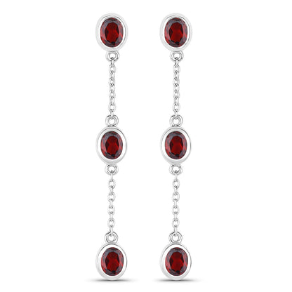 2.70 Carat Genuine Garnet .925 Sterling Silver Earrings by Bids.com