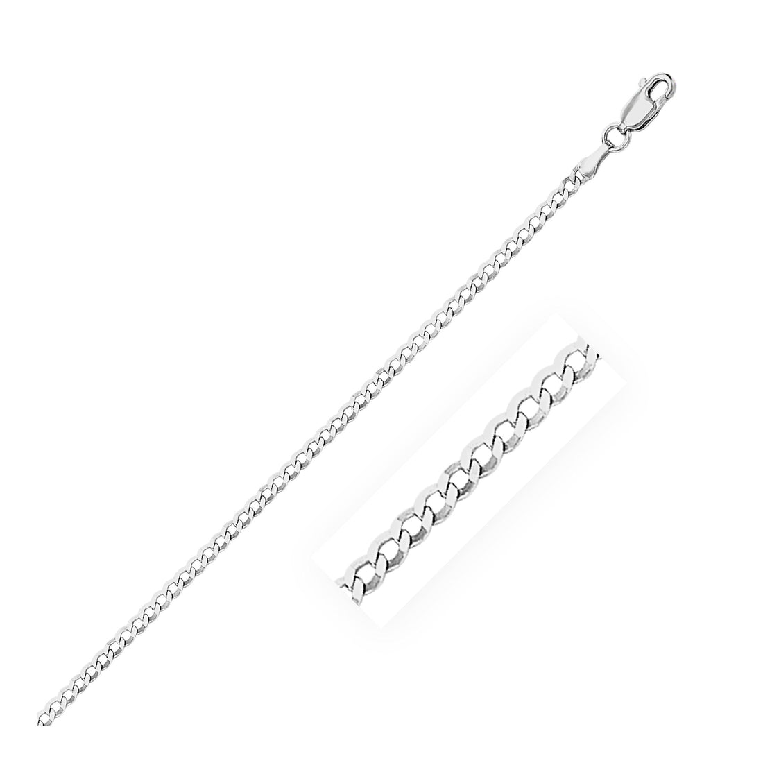 2.6mm 14k White Gold Solid Curb Chain by Bids.com