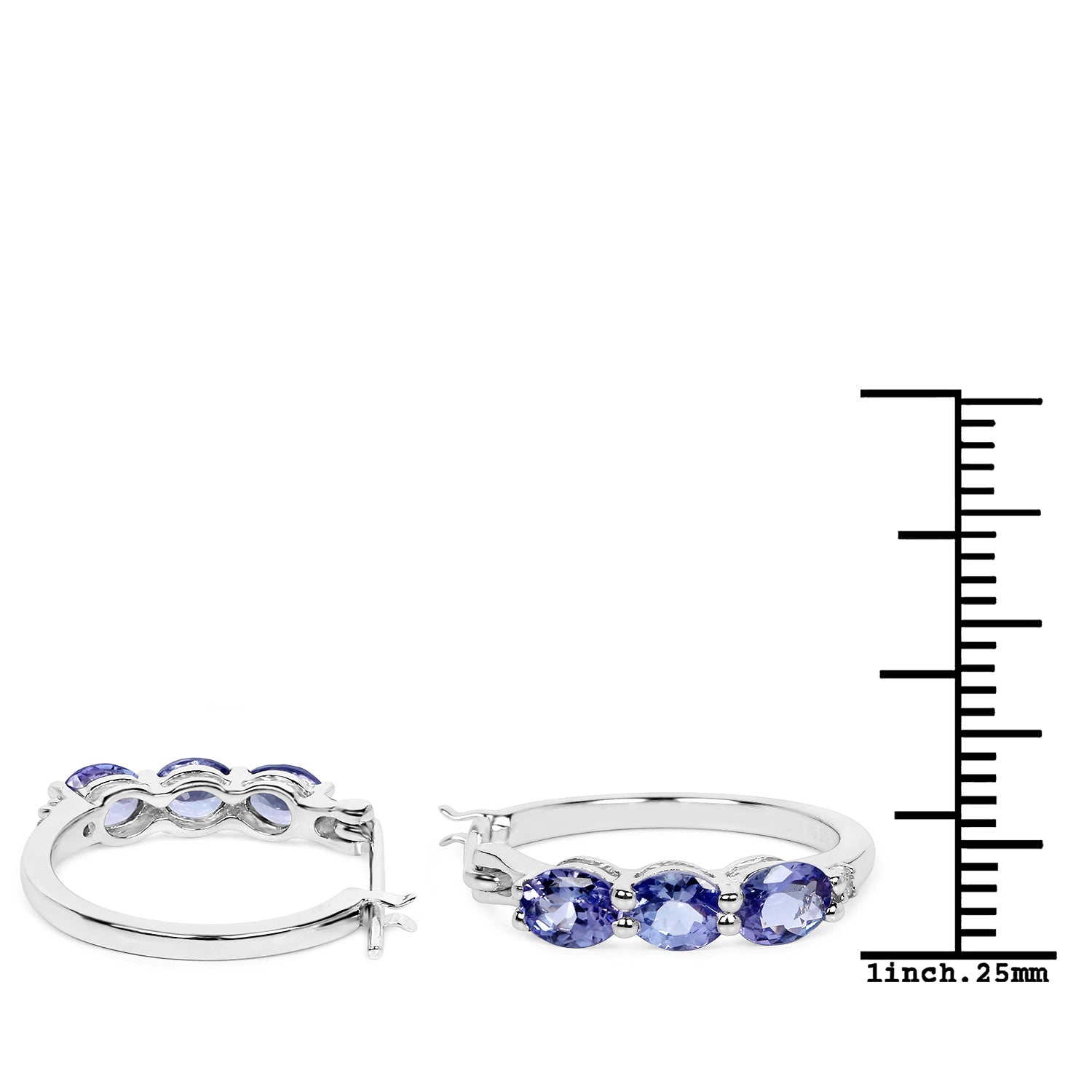 1.99 Carat Genuine Tanzanite and White Diamond .925 Sterling Silver Earrings by Bids.com