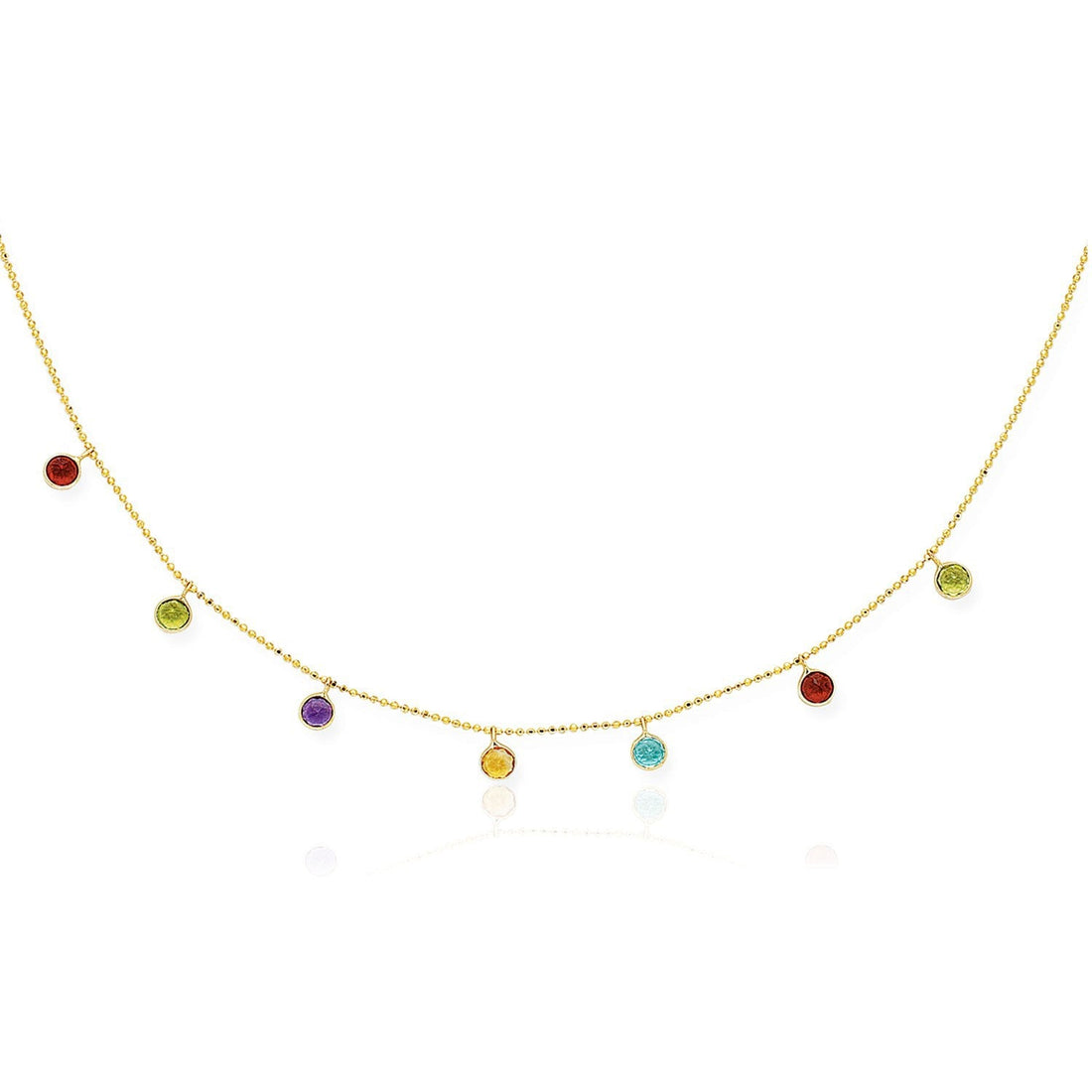 14k Yellow Gold Cable Chain Necklace with Round Multi-Tone Charms by Bids.com