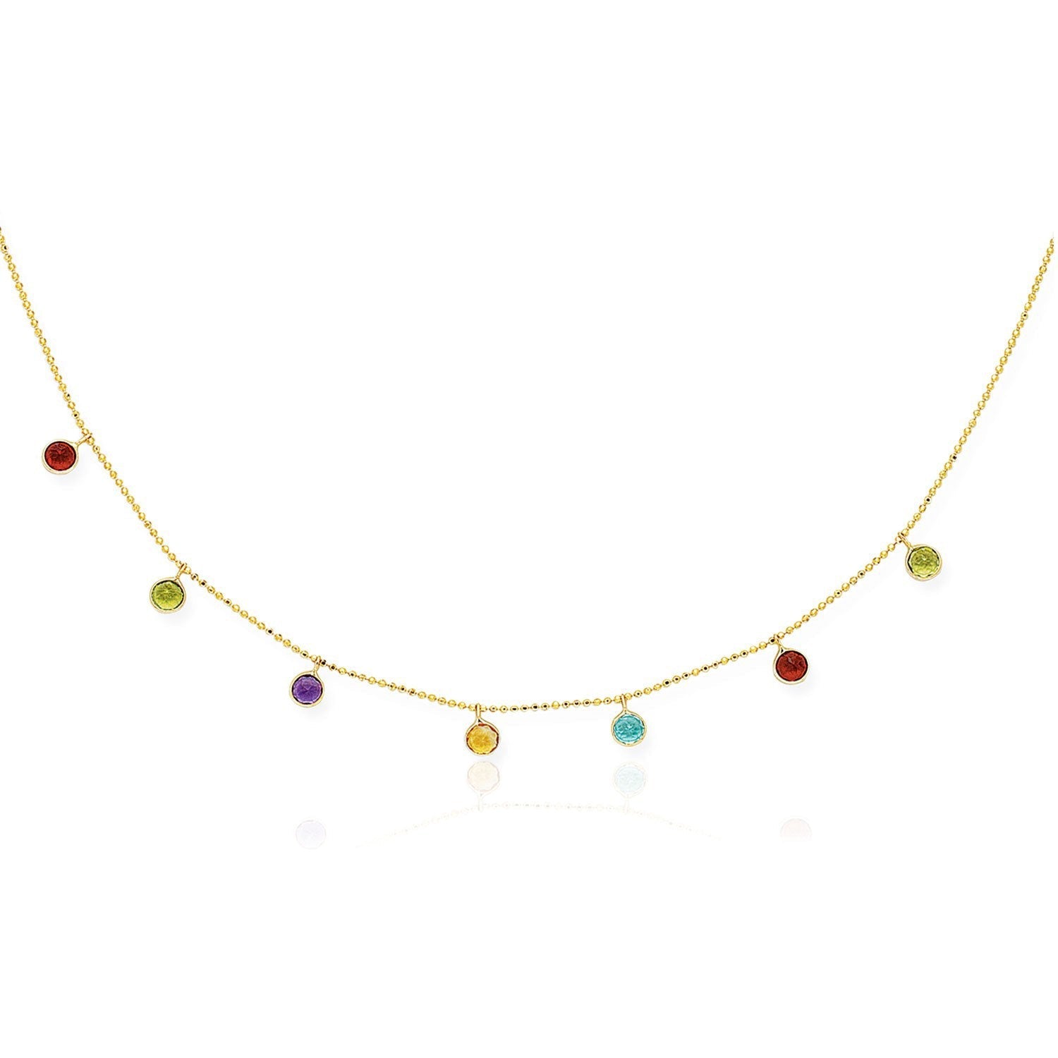 14k Yellow Gold Cable Chain Necklace with Round Multi-Tone Charms by Bids.com