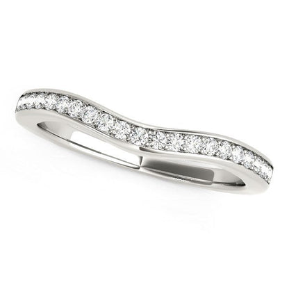 14k White Gold Curved Diamond Wedding Band (1/6 cttw) by Bids.com