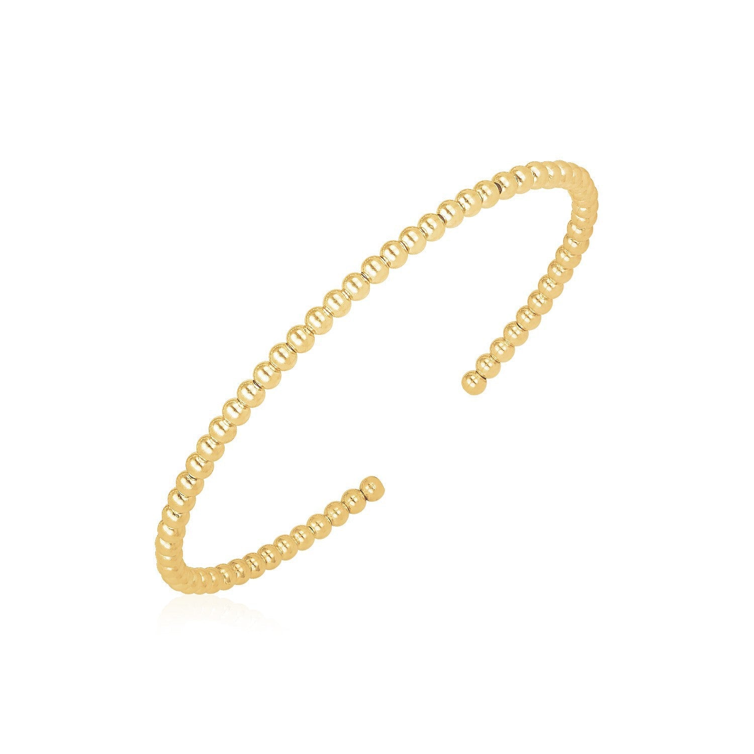 14k Yellow Gold High Polish Bead Cuff Bangle (3mm) by Bids.com