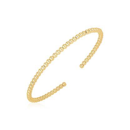 14k Yellow Gold High Polish Bead Cuff Bangle (3mm) by Bids.com