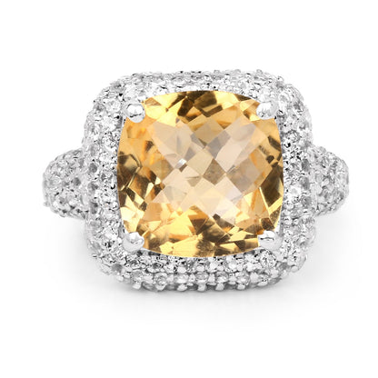 7.95 Carat Genuine Citrine and White Topaz .925 Sterling Silver Ring by Bids.com