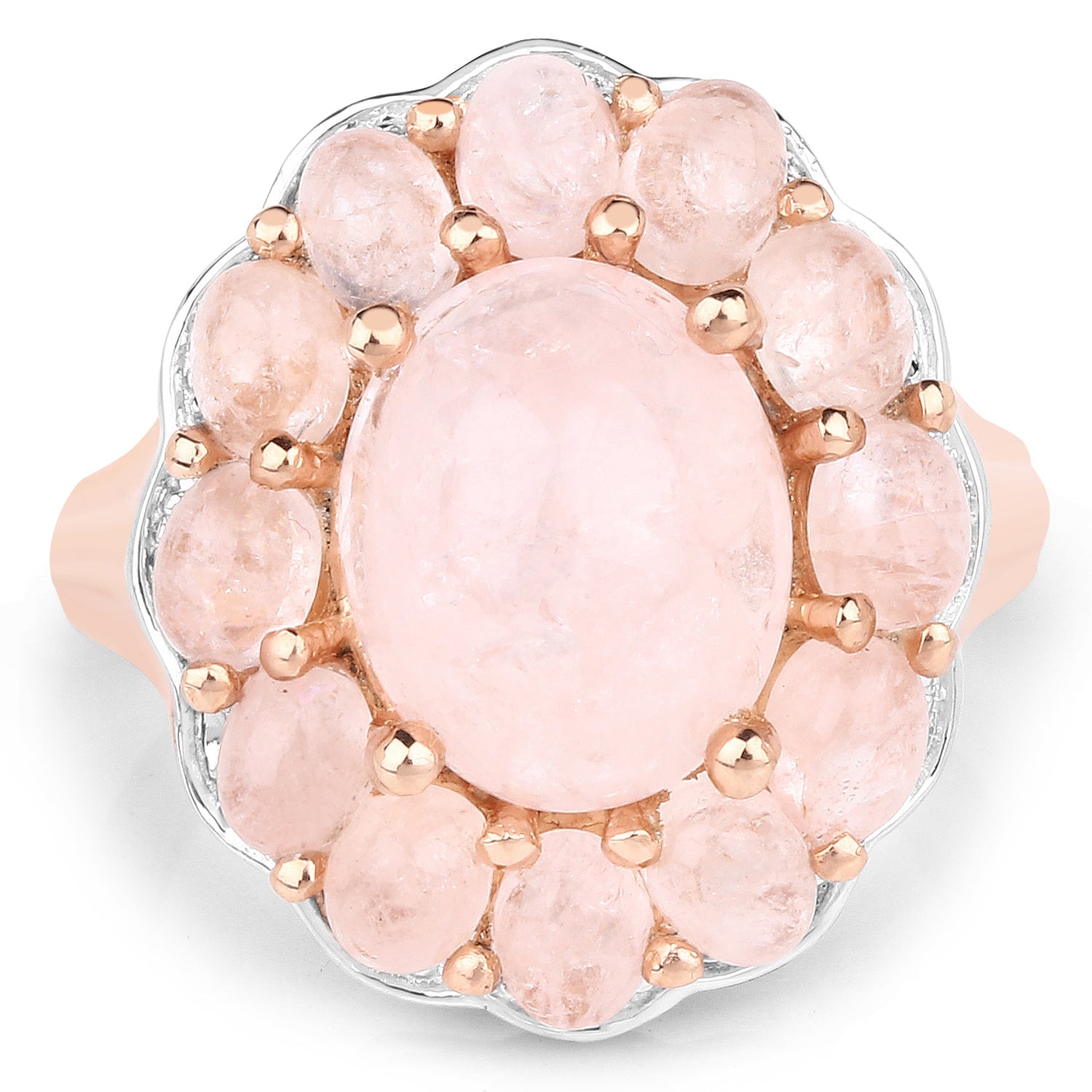 14K Rose Gold Plated 6.76 Carat Genuine Morganite .925 Sterling Silver Ring by Bids.com