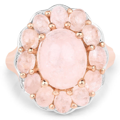 14K Rose Gold Plated 6.76 Carat Genuine Morganite .925 Sterling Silver Ring by Bids.com