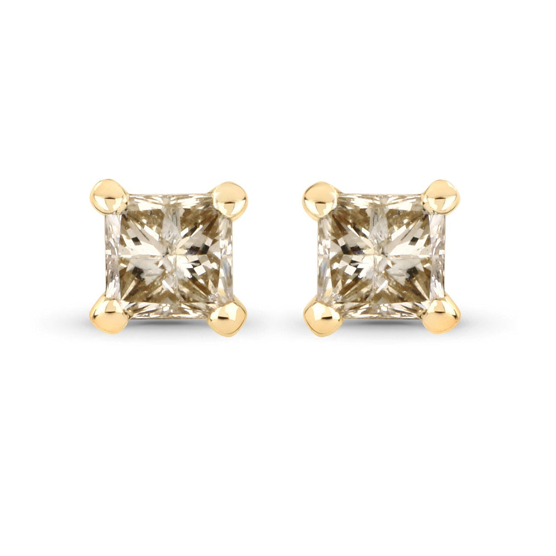 0.31 Carat Genuine Champagne Diamond 14K Yellow Gold Earrings (I1-I2)  DestGlow