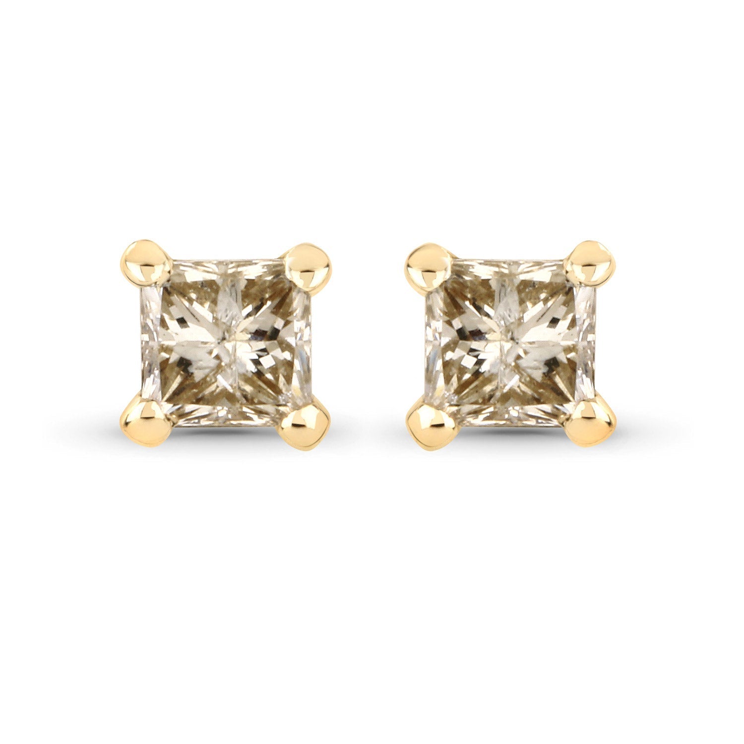 0.31 Carat Genuine Champagne Diamond 14K Yellow Gold Earrings (I1-I2)  DestGlow