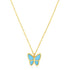 14k Yellow Gold High Polish Butterfly Turquoise Paste Necklace by Bids.com