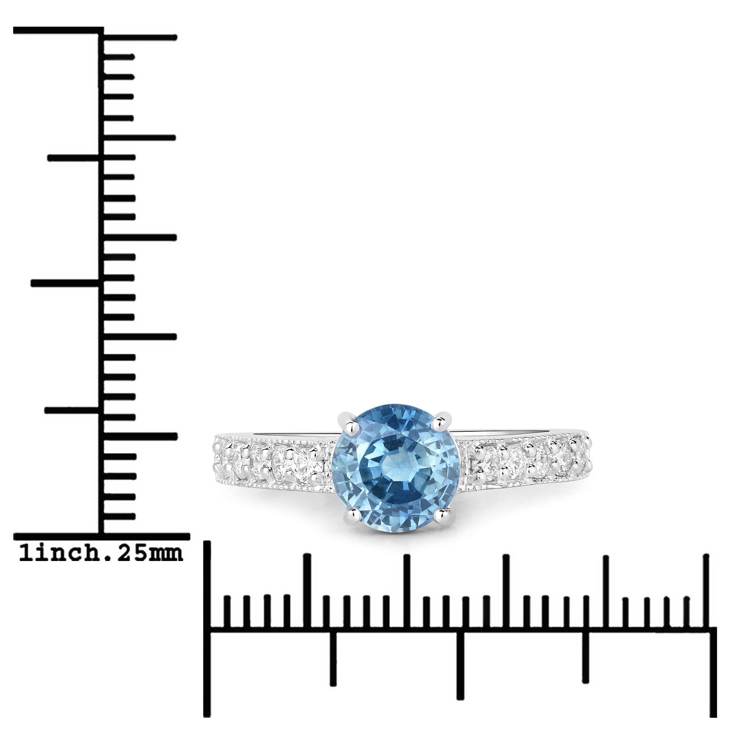1.90 Carat Genuine Blue Sapphire and White Diamond 14K White Gold Ring by Bids.com