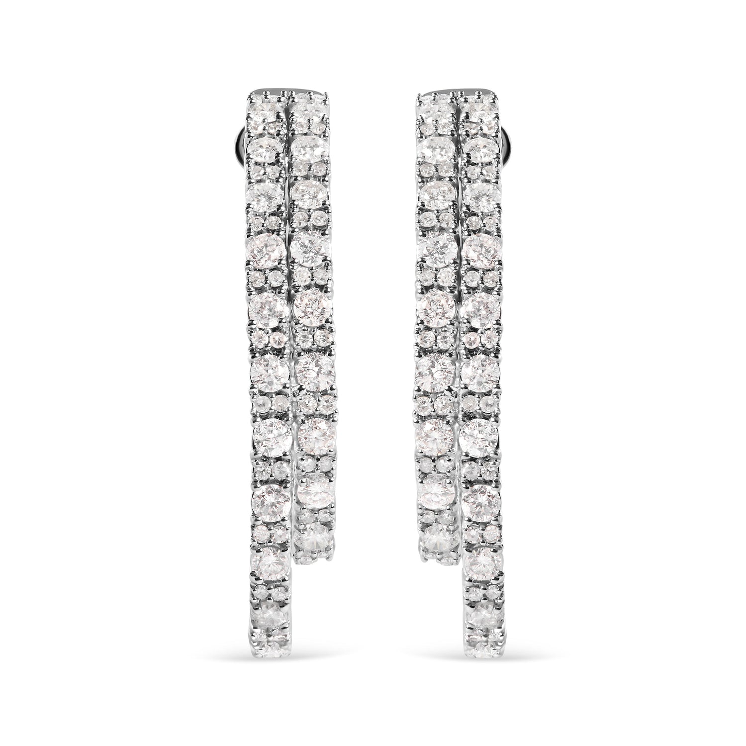 14K White Gold 4.0 Cttw Diamond Asymmetrical Inside Out Double-Hoop Earrings (I-J Color, I1-I2 Clarity) by Bids.com