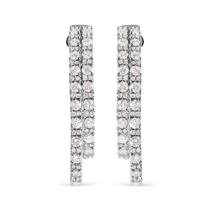 14K White Gold 4.0 Cttw Diamond Asymmetrical Inside Out Double-Hoop Earrings (I-J Color, I1-I2 Clarity) by Bids.com