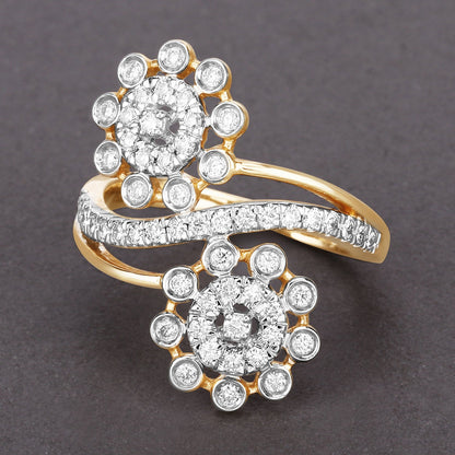 0.56 Carat Genuine White Diamond 14K Yellow Gold Ring (E-F Color, SI1-SI2 Clarity) by Bids.com