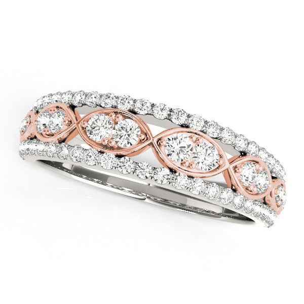 14k White And Rose Gold Doulbe Diamond Infinity Design Band (3/8 cttw) by Bids.com
