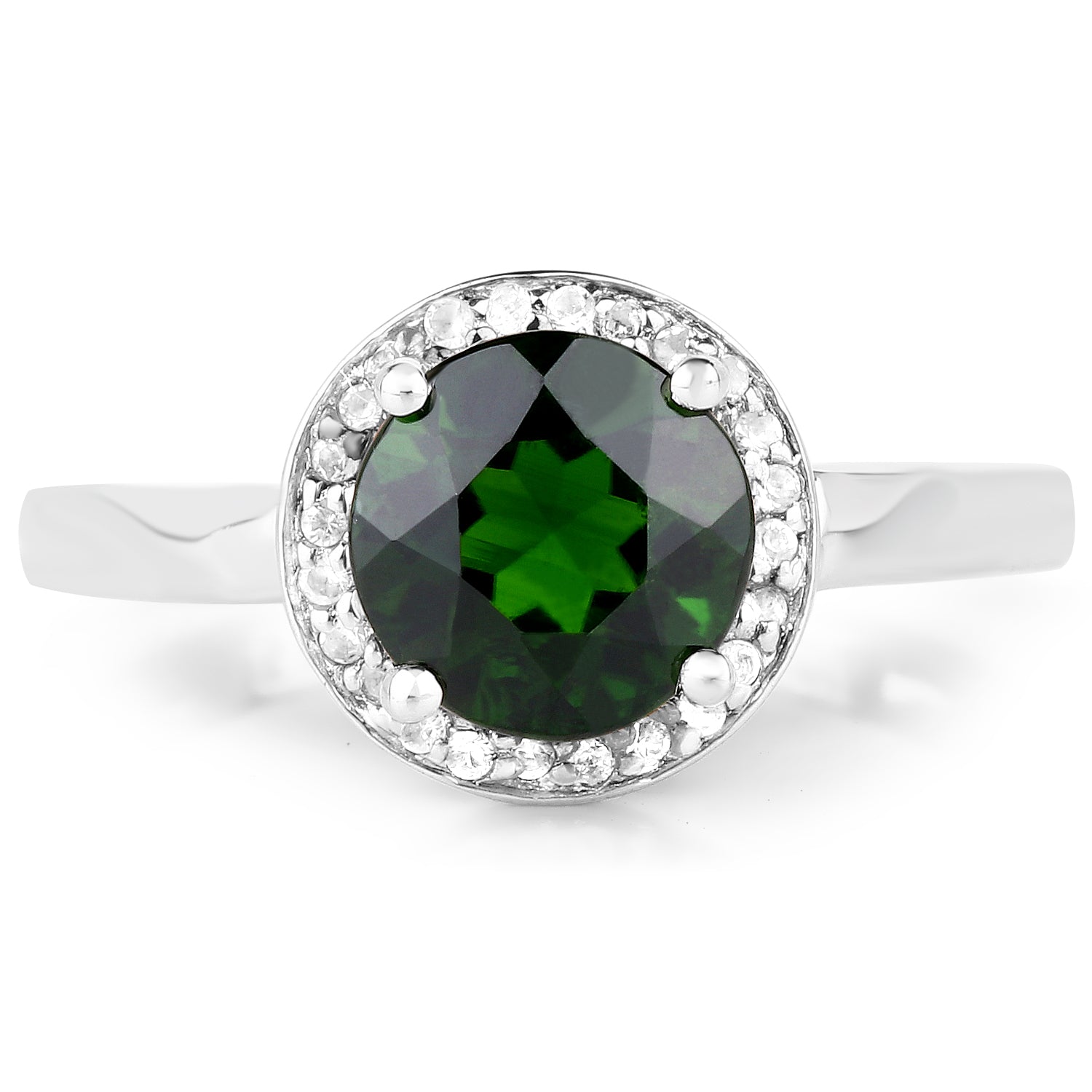 1.92 Carat Genuine Chrome Diopside and White Topaz .925 Sterling Silver Ring by Bids.com