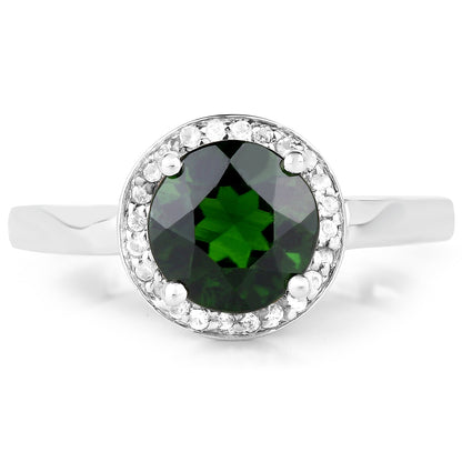 1.92 Carat Genuine Chrome Diopside and White Topaz .925 Sterling Silver Ring by Bids.com