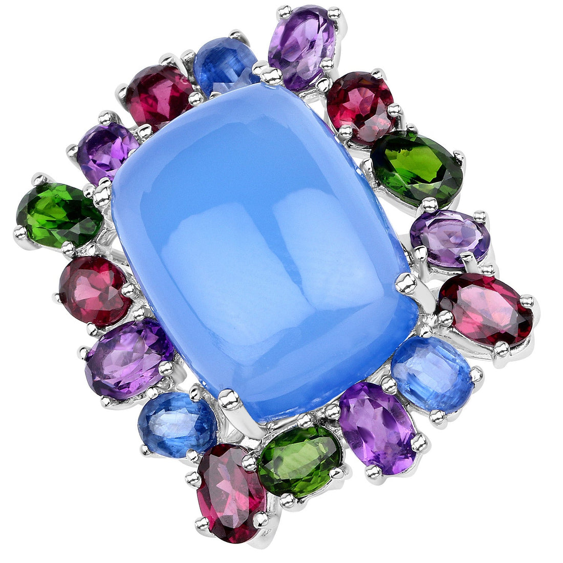 26.67 Carat Genuine Multi Stones .925 Sterling Silver Ring by Bids.com