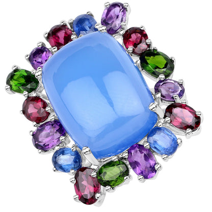 26.67 Carat Genuine Multi Stones .925 Sterling Silver Ring by Bids.com