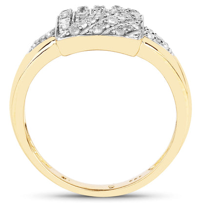 14K Yellow Gold Plated 0.23 Carat Genuine White Diamond .925 Sterling Silver Ring by Bids.com