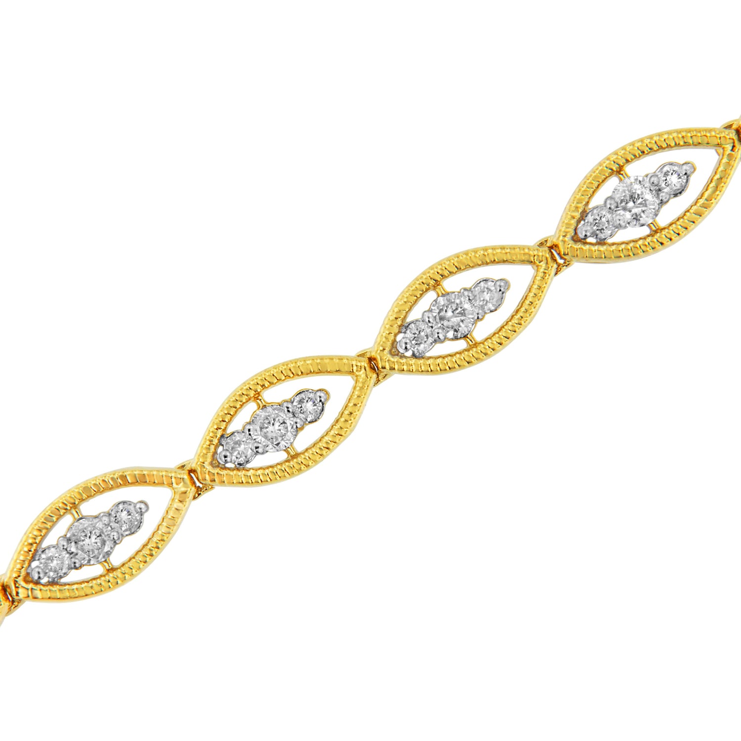 10K Yellow Gold Plated .925 Sterling Silver 1 cttw Prong Set Round-Cut Diamond Link Bracelet (J-K Color, I1-I2 Clarity) - 7.25" by Bids.com