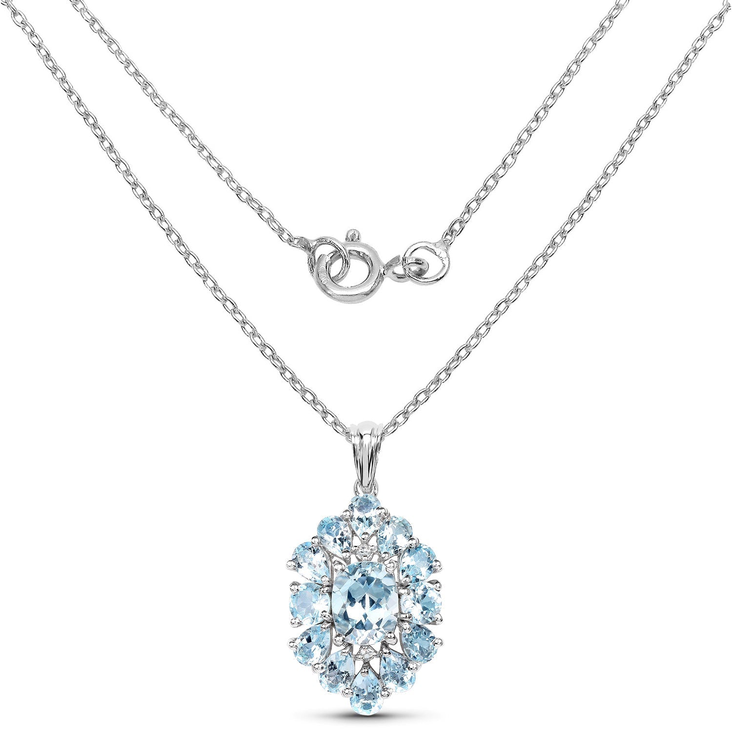 10.06 Carat Genuine Blue Topaz .925 Sterling Silver Pendant  DestGlow