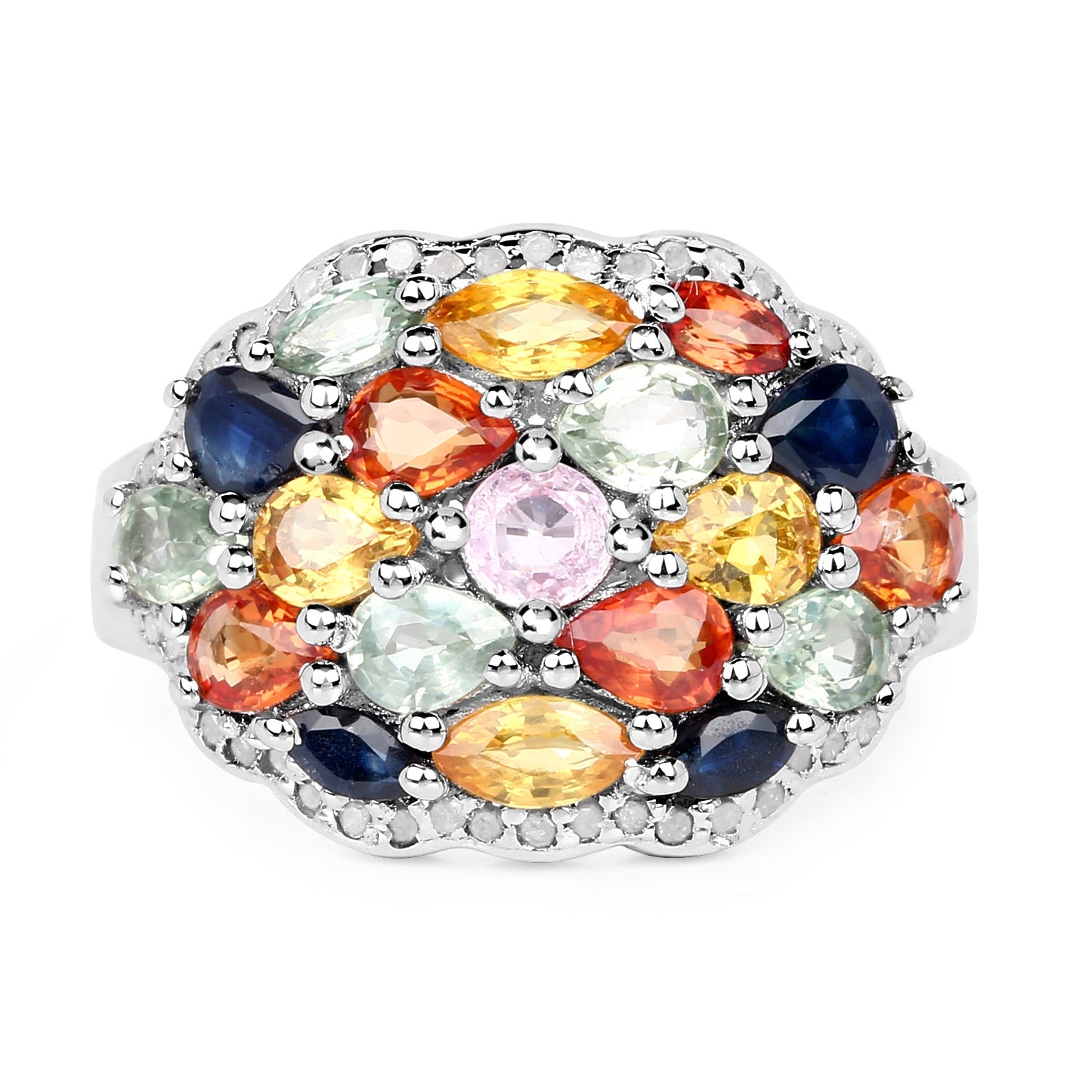 2.85 Carat Genuine Multi Sapphire .925 Sterling Silver Ring by Bids.com