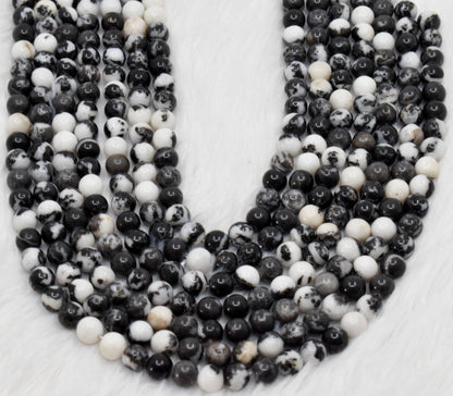 Black &amp; White Zebra Jasper AAA Grade 4mm, 6mm, 8mm, 10mm, 12mm Round Beads  DestGlow