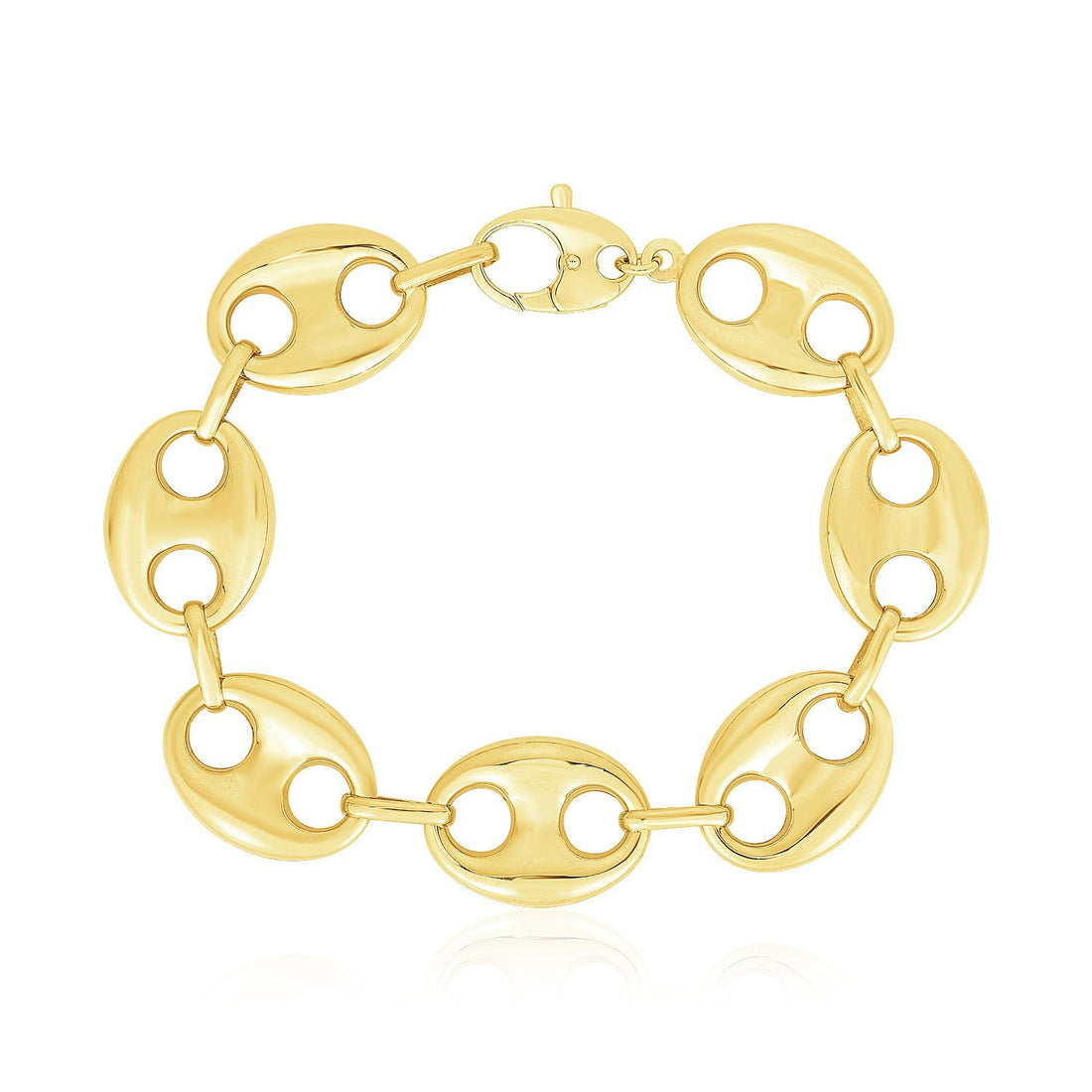 14k Yellow Gold High Polish Lite Puffed Mariner Link Bracelet (21 mm) by Bids.com