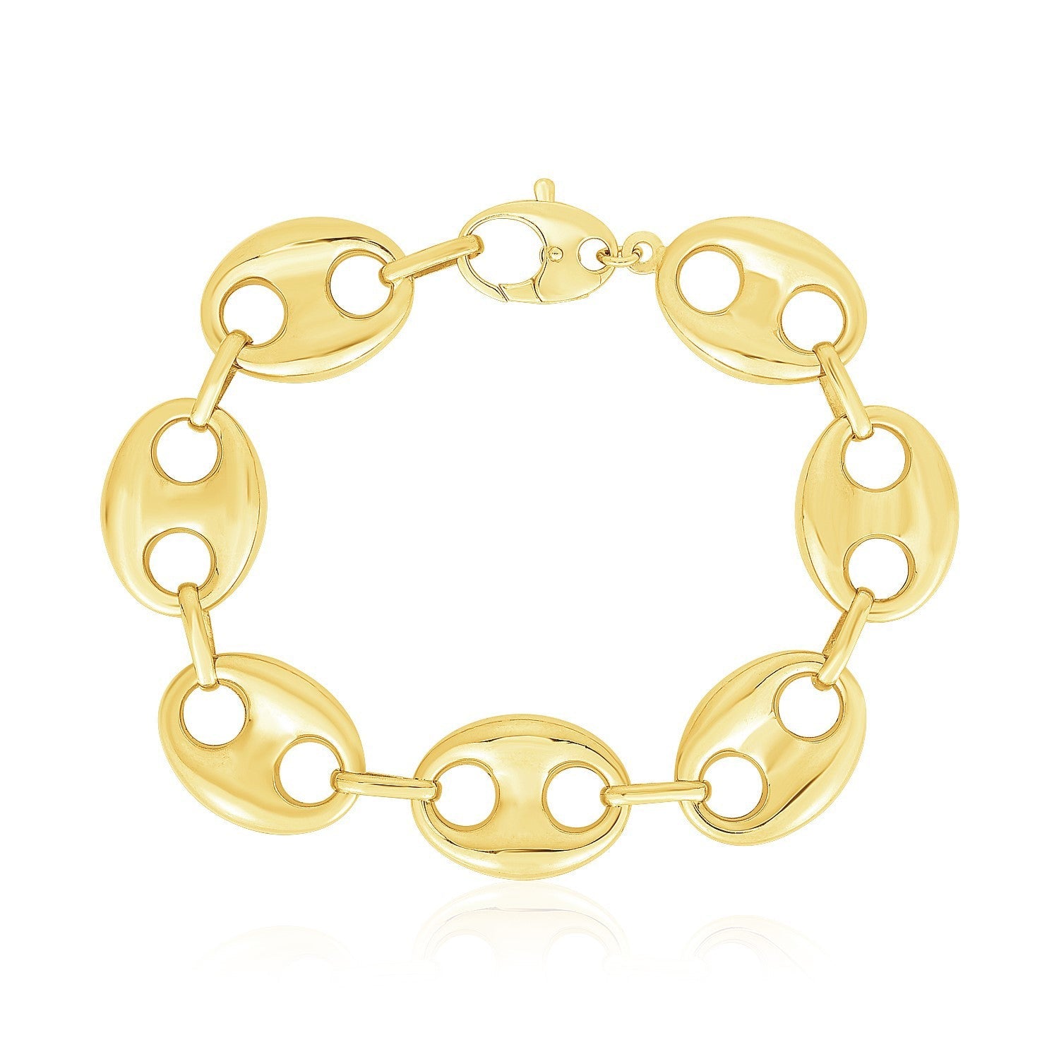 14k Yellow Gold High Polish Lite Puffed Mariner Link Bracelet (21 mm) by Bids.com
