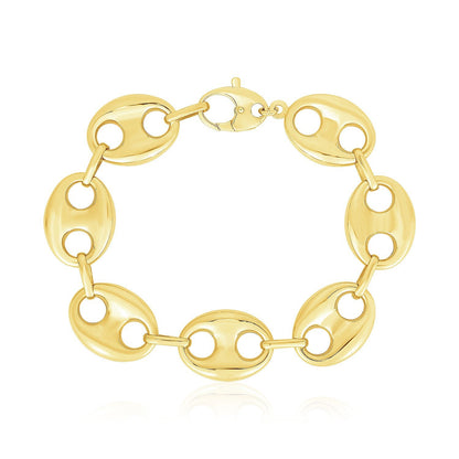 14k Yellow Gold High Polish Lite Puffed Mariner Link Bracelet (21 mm) by Bids.com