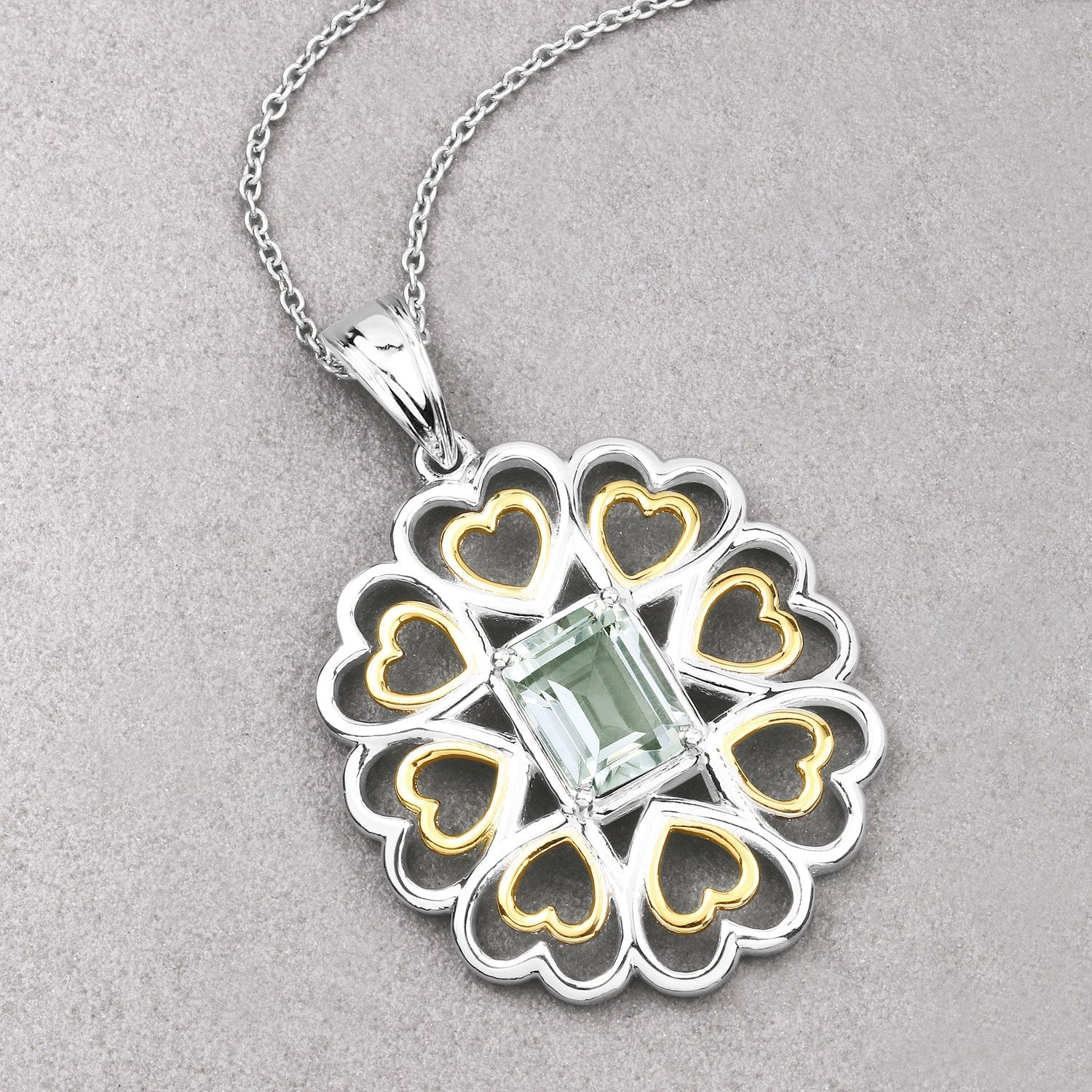 2.10 Carat Genuine Green Amethyst .925 Sterling Silver Pendant by Bids.com
